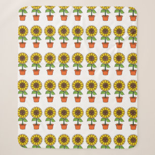 Kawaii Sunflower Plant in a Pot Sherpa Blanket