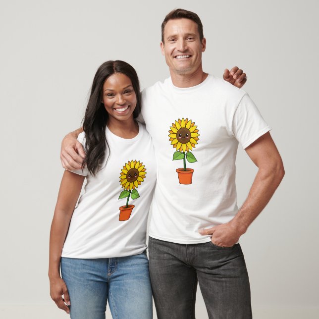 Kawaii Sunflower Plant in a Pot T-Shirt (Unisex)