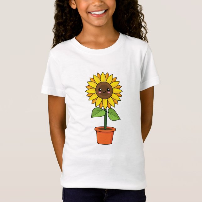 Kawaii Sunflower Plant in a Pot T-Shirt (Front)