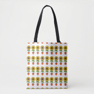 Kawaii Sunflower Plant in a Pot Tote Bag
