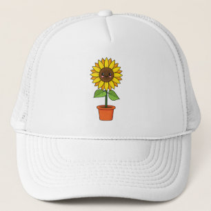 Kawaii Sunflower Plant in a Pot Trucker Hat