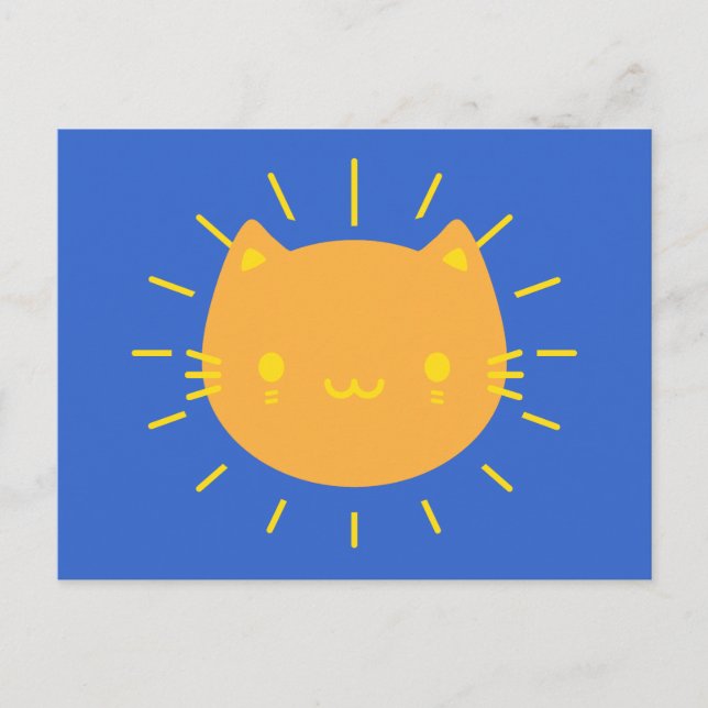 Kawaii Sunshine Cat Postcard (Front)