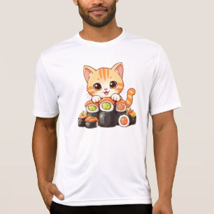 Kawaii Sushi Cat - Cute Cartoon Kitten Roll sushi T-Shirt