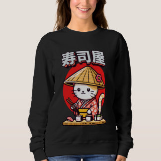 Kawaii Sushi Cat Japanese Food at Sushi Bar Cute A Sweatshirt