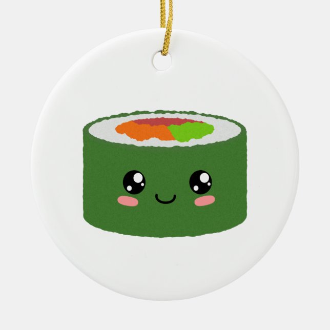 Kawaii Sushi Ceramic Tree Decoration (Front)