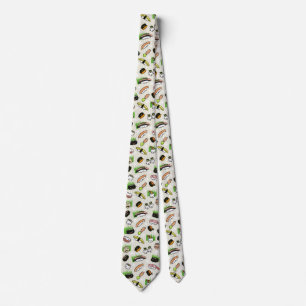 Kawaii Sushi Characters Pattern Fun Novelty Tie