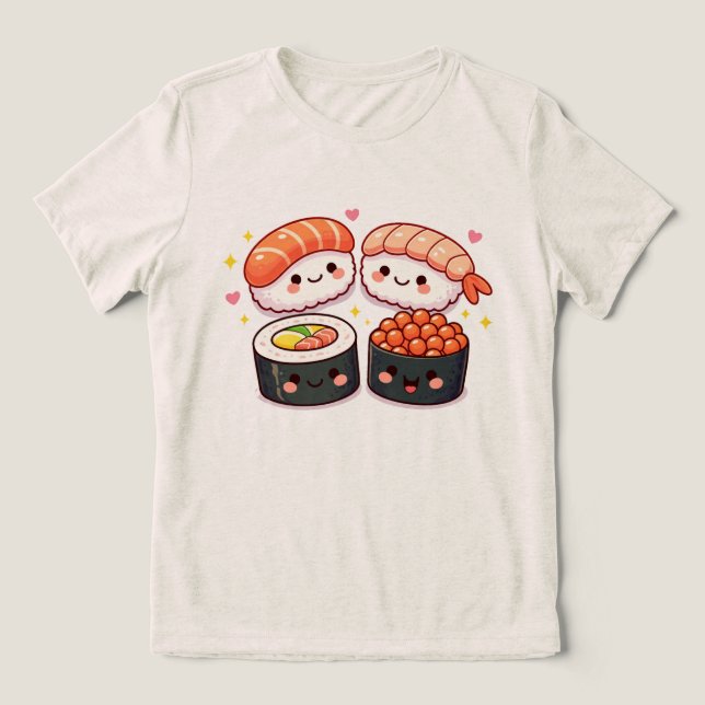 Kawaii Sushi Love Tri-Blend Shirt (Design Front)