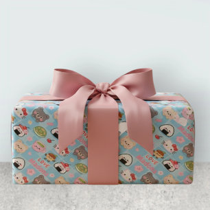 Kawaii Sushi Matcha Food Pattern Wrapping Paper