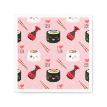 Kawaii Sushi Pattern Light Pink