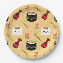 Kawaii Sushi Pattern Light Yellow