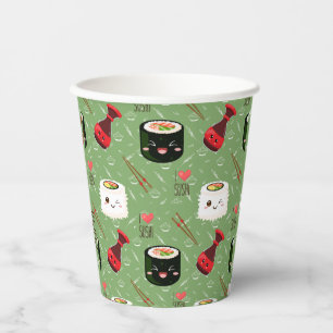 Kawaii Sushi Pattern   Paper Cups