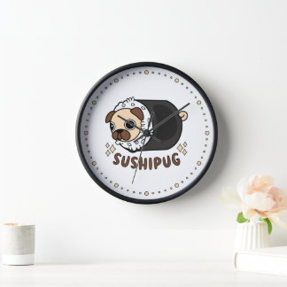 Kawaii Sushi Pug Mashup Funny Dog Lover Gift Clock
