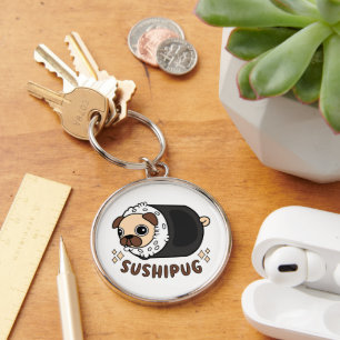 Kawaii Sushi Pug Mashup Funny Dog Lover Gift Key Ring