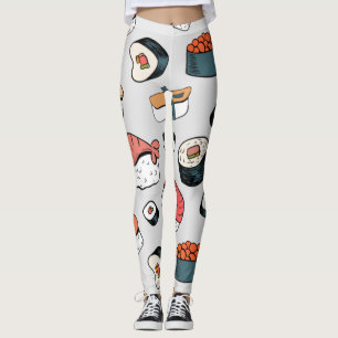  Kawaii Sushi Rolls Pattern Slip-On Sneakers Leggings