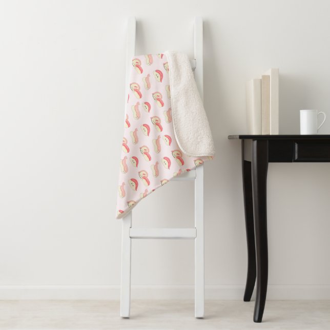 kawaii sushi rolls, sushi pattern sherpa blanket (In Situ)