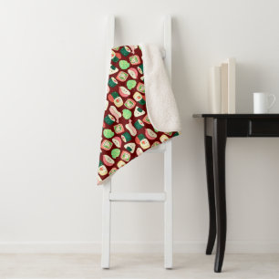 kawaii sushi rolls, sushi pattern sherpa blanket