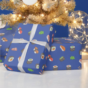 kawaii sushi rolls, sushi pattern wrapping paper