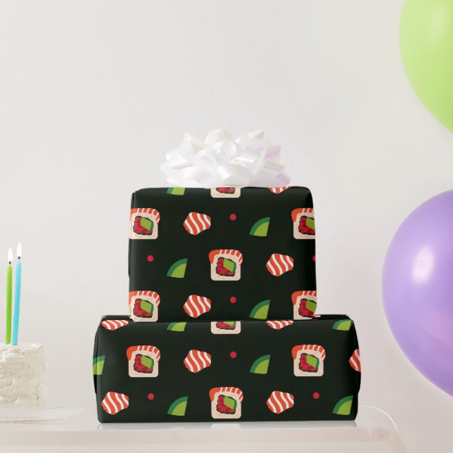kawaii sushi rolls, sushi pattern wrapping paper (Party Gifts)