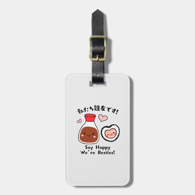  Kawaii Sushi & Soy Sauce Besties Luggage Tag (Front Vertical)