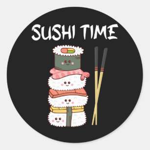 Kawaii Sushi Time Anime Cute Japanese Food Classic Round Sticker
