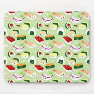Kawaii Sushi with faces Mouse Pad