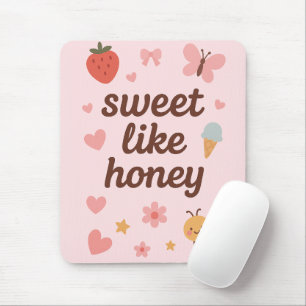 Kawaii Sweet Girl Pink Bee Aesthetic – Cute Design Mouse Pad
