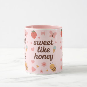 Kawaii Sweet Girl Pink Bee Aesthetic – Cute Design Mug