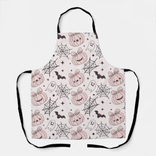 Kawaii Sweet Pink Spooky Halloween Pattern Apron