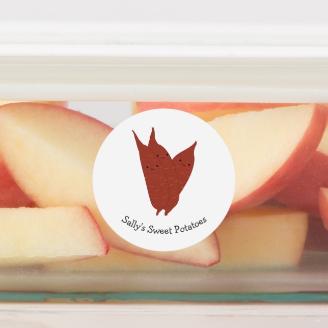 Kawaii Sweet Potatoes label with Customisable Name (Affixed)