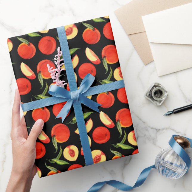 Kawaii Sweet Summer Peach Pattern Wrapping Paper (Gifting)