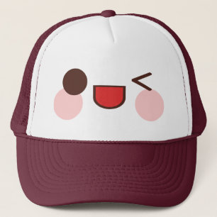 Kawaii Sweet Winky Face Happy Eyes Smile Friend Trucker Hat