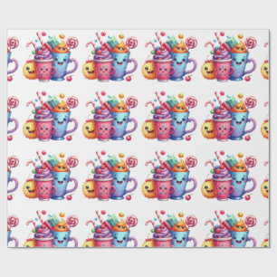 Kawaii Sweets & Coffee Cups Cute Wrapping paper