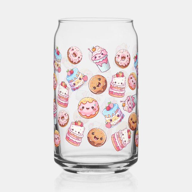Kawaii Sweets Treats Glass Can Cup (Front)