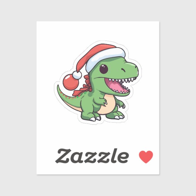 Kawaii T-Rex Dinosaur in Christmas Hat (Sheet)