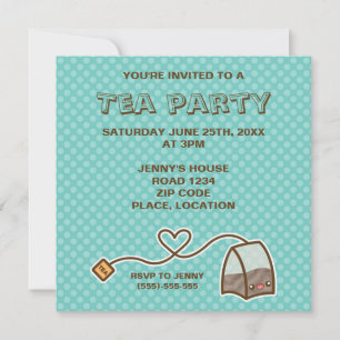 Kawaii Tea Bag Tea Party Invitation