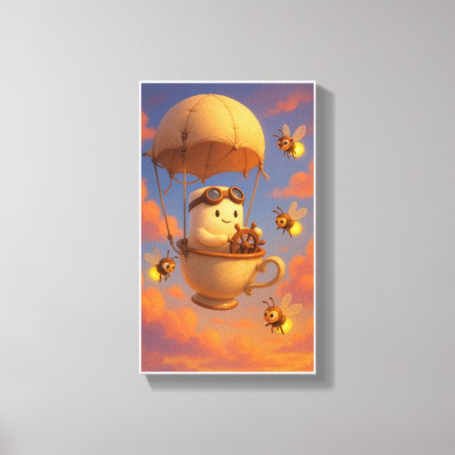 Kawaii Teacup Balloon Wall Art with Bees (Front)