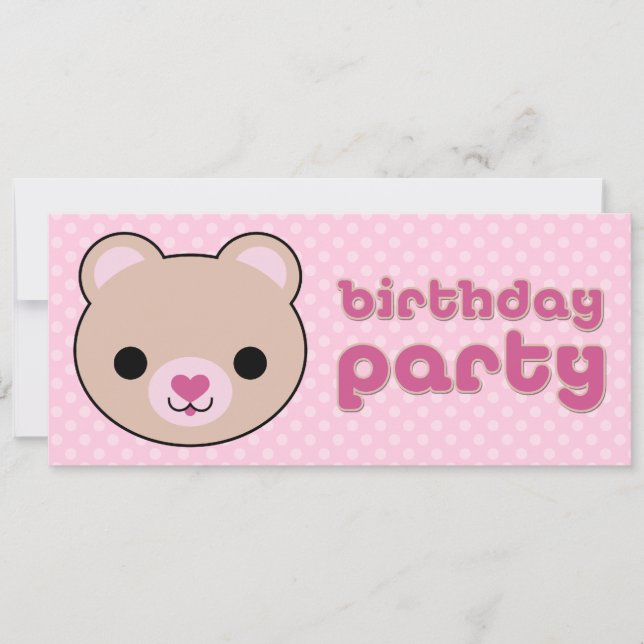 Kawaii Teddy Bear Cute Birthday Party Invitations (Front)