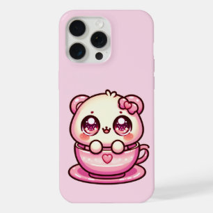 Kawaii Teddy Bear in a Cup iPhone 15 Pro Max Case