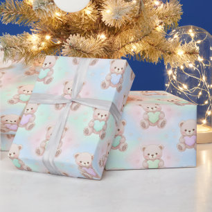 Kawaii Teddy Love Valentine Wrapping Paper