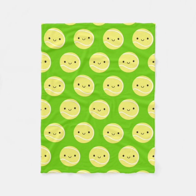 Kawaii Tennis Balls Fleece Blanket (Front)