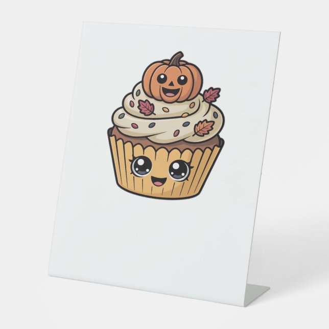 kawaii thanksgiving cupcake Classic T-Shirt Pedestal Sign (Front)