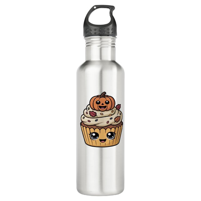 kawaii thanksgiving cupcake Oversized T-Shirt 710 Ml Water Bottle (Front)