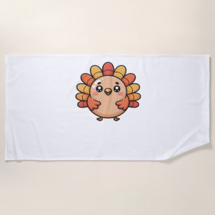 kawaii thanksgiving turkey Oversized T-Shirt_1 Beach Towel