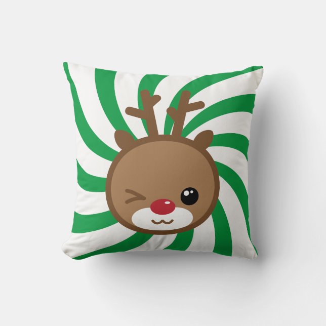 Kawaii the Red Nose Reindeer Cushion (Front)