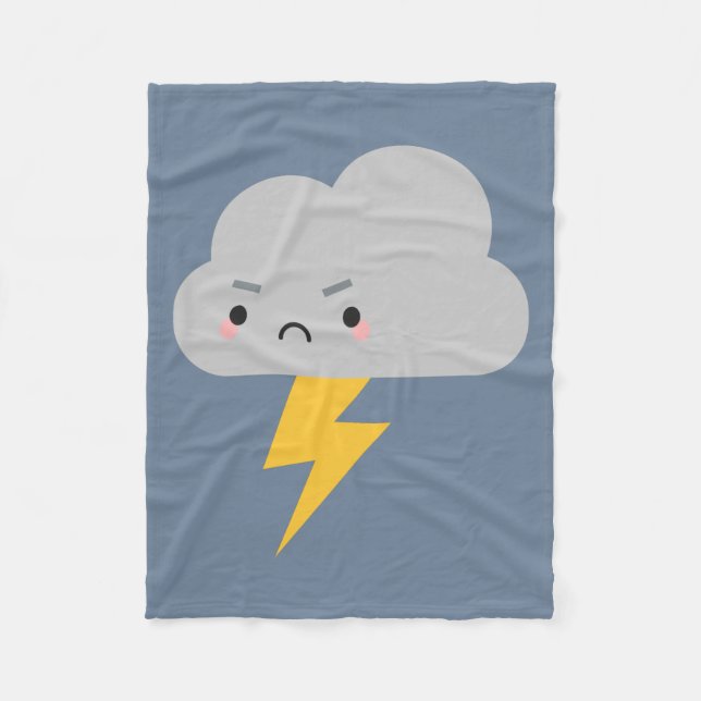 Kawaii Thunder & Lightning Cloud Fleece Blanket (Front)