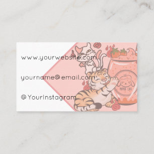 Kawaii Tiger and Nekomata Strawberry Cafe Business Card