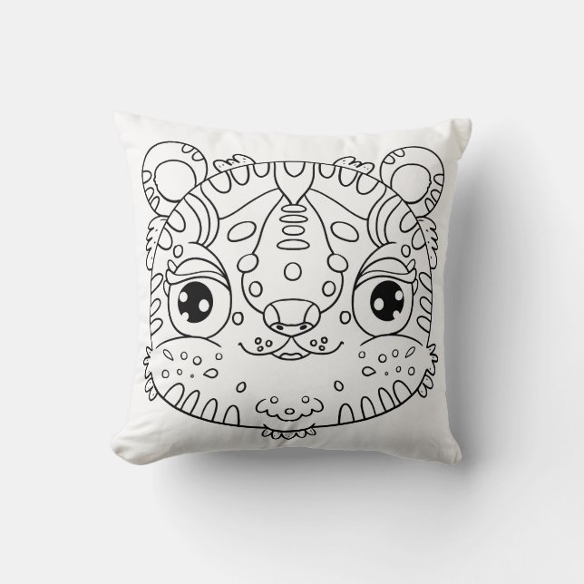 Kawaii Tiger Face Cushion (Front)