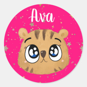 kawaii tigre classic round sticker