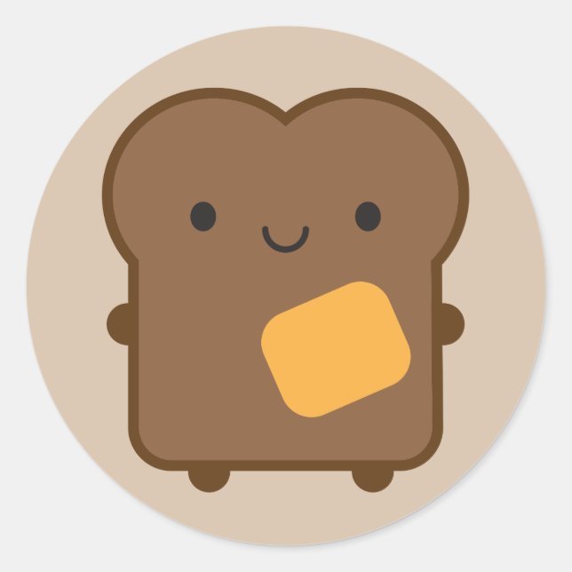 Kawaii Toast Classic Round Sticker (Front)