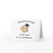 Kawaii Toast Pun New Grad Graduation Greeting